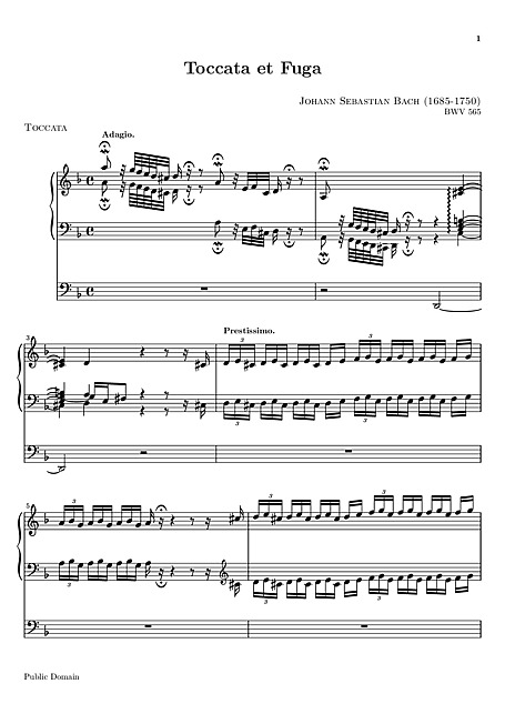 トッカータとフーガニ短調 （Toccata and Fugue） Original version - オルガン - 楽譜 - カントリーアン
