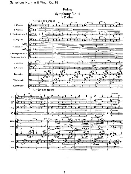 Symphony No. 4 in E minor Full Score - - 楽譜 - カントリーアン 