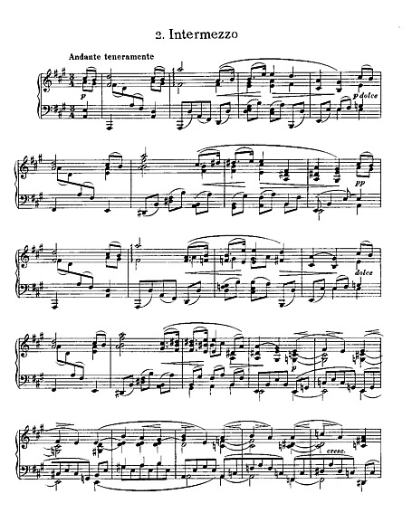 Six Pieces for Piano No. 2. Intermezzo in A major. - - 楽譜 - カントリーアン