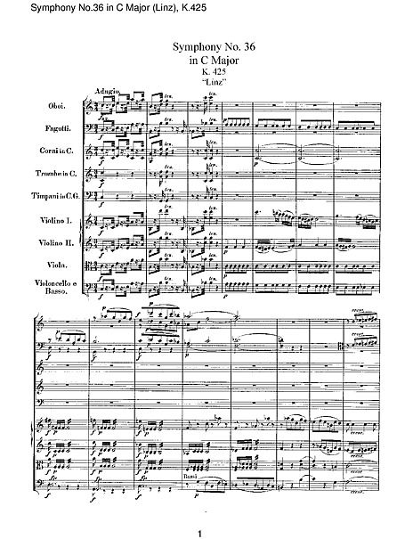 Symphony No. 36 Full Score - - Sheet music - Cantorion - Free sheet music