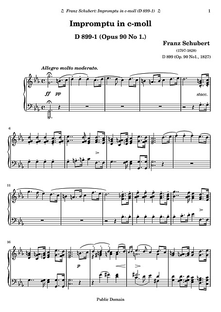 Impromptu No. 1 Original version - Piano - Sheet music - Cantorion - Free  sheet music, free scores