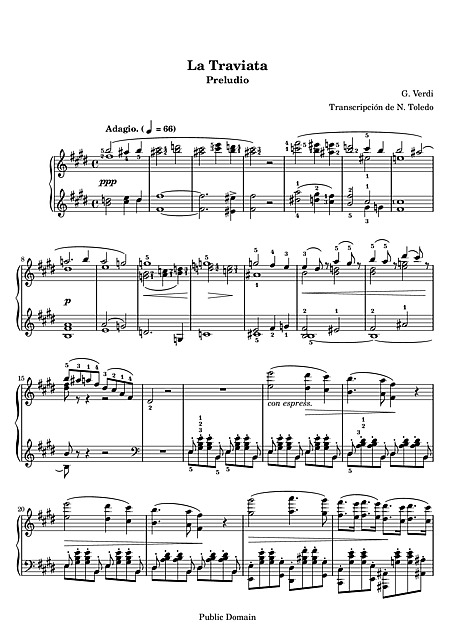 椿姫 （La traviata） Preludio - ピアノ - 楽譜 - カントリーアン 