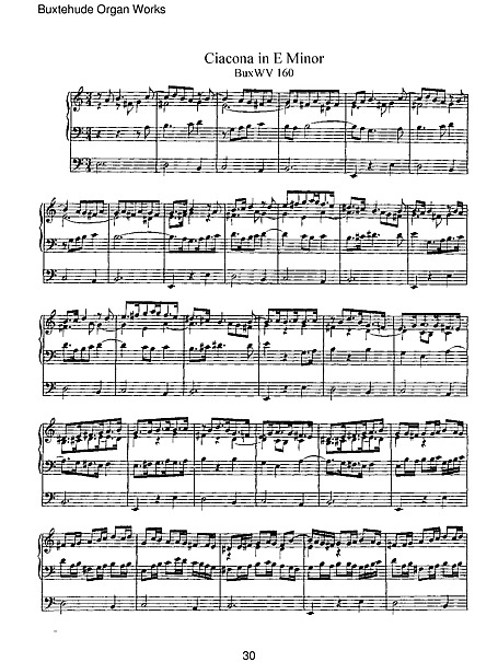 Ciacona in E minor オルガン - 楽譜 - カントリーアン, 無料楽譜