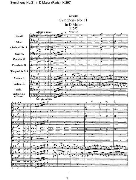 Symphony No. 31 Full Score - - 楽譜 - カントリーアン, 無料楽譜