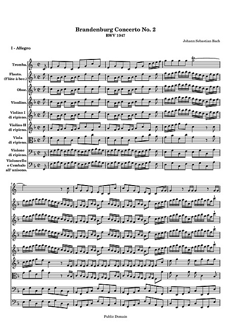 Brandenburg Concerto No. 2 Full score (typeset) - Orchestra 