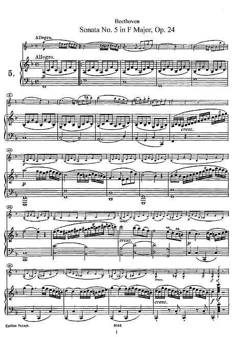 Violin Sonata No. 5 Piano part - ピアノ、ヴァイオリン - 楽譜 - カントリーアン, 無料楽譜